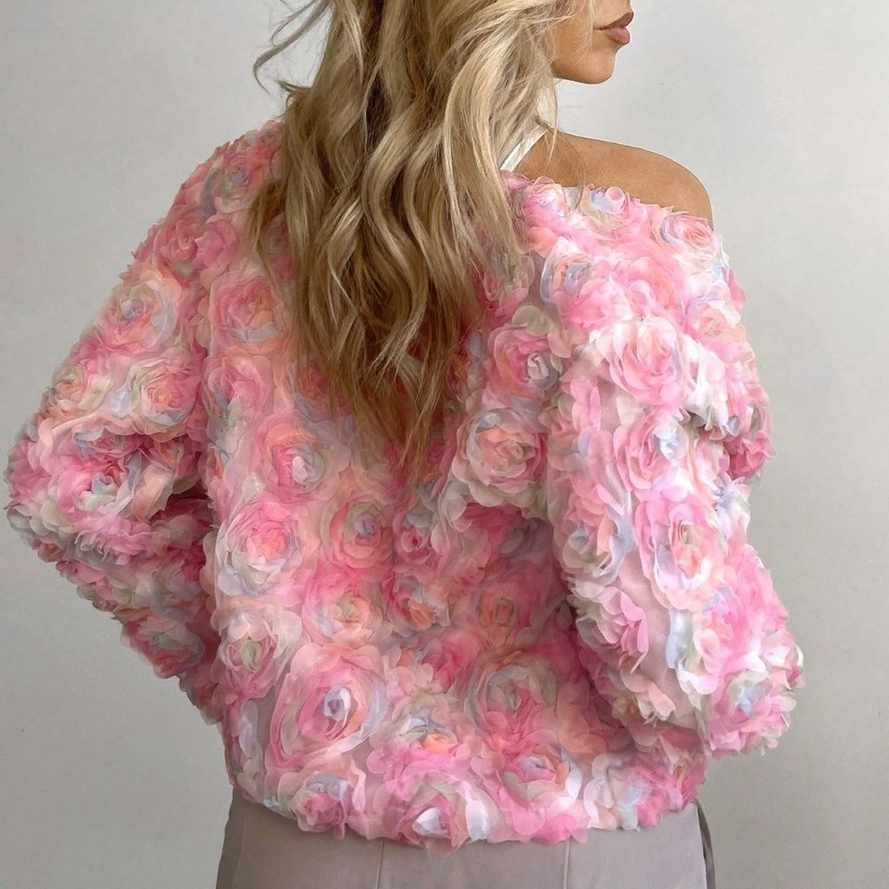 Contemporary Appliques Open Front Jacket Pink - Picture 4 of 6
